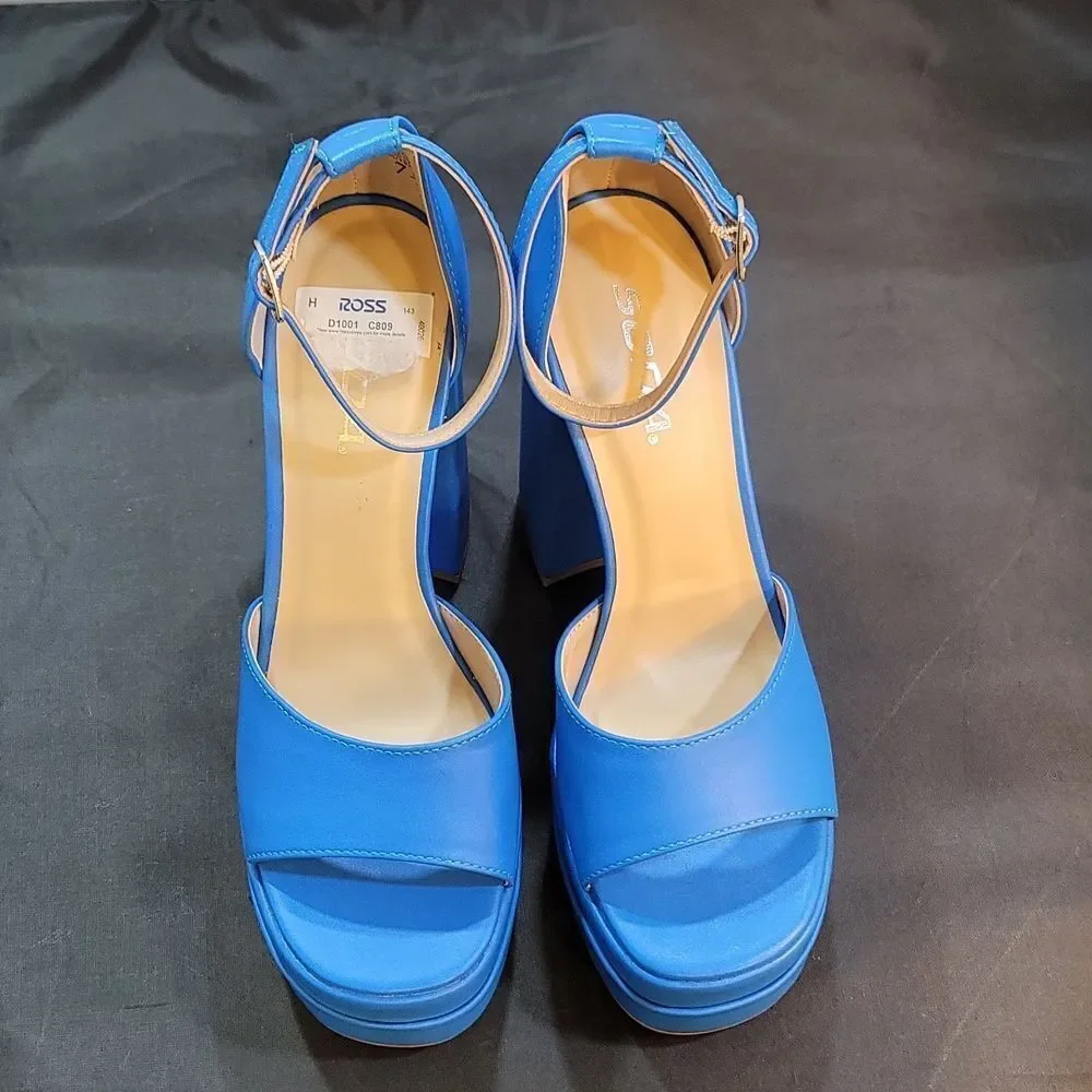 BRAND NEW SODA FAUX LEATHER HIGH PLATFORM CHUNKY ANKLE STRAP HEEL SANDAL S2